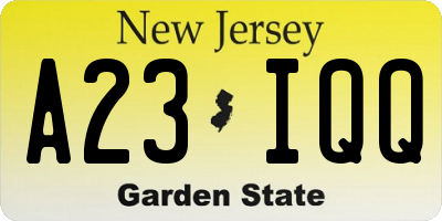 NJ license plate A23IQQ