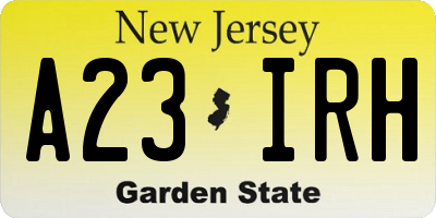 NJ license plate A23IRH