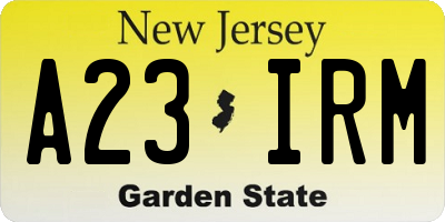 NJ license plate A23IRM