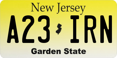 NJ license plate A23IRN