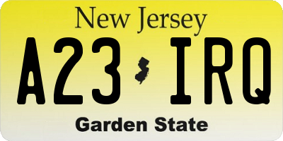 NJ license plate A23IRQ