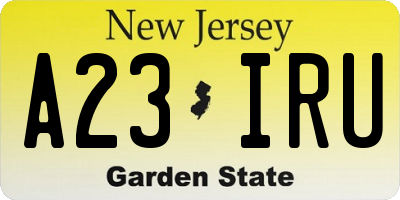 NJ license plate A23IRU