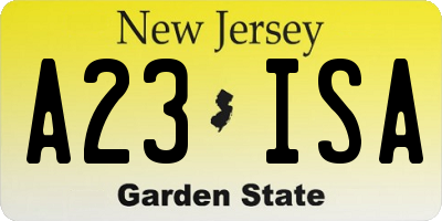 NJ license plate A23ISA