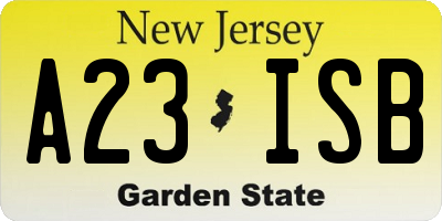 NJ license plate A23ISB