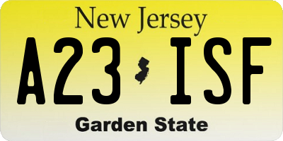 NJ license plate A23ISF