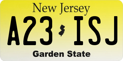 NJ license plate A23ISJ