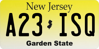 NJ license plate A23ISQ