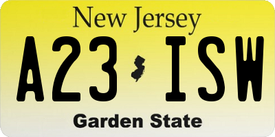 NJ license plate A23ISW