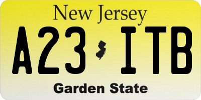 NJ license plate A23ITB