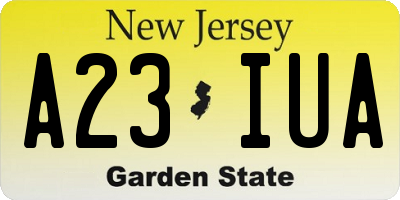 NJ license plate A23IUA