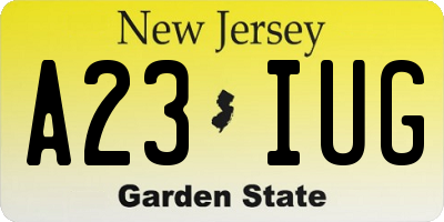 NJ license plate A23IUG