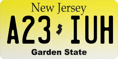 NJ license plate A23IUH