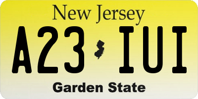 NJ license plate A23IUI