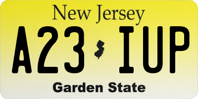 NJ license plate A23IUP