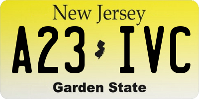 NJ license plate A23IVC