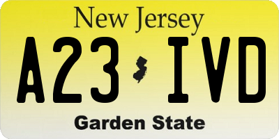 NJ license plate A23IVD