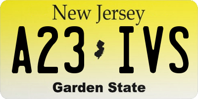 NJ license plate A23IVS