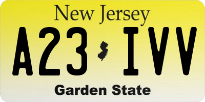 NJ license plate A23IVV