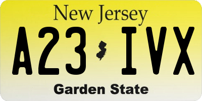 NJ license plate A23IVX