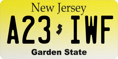 NJ license plate A23IWF