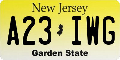 NJ license plate A23IWG