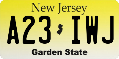 NJ license plate A23IWJ