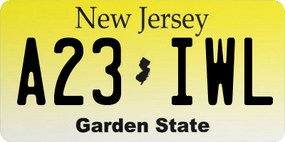 NJ license plate A23IWL