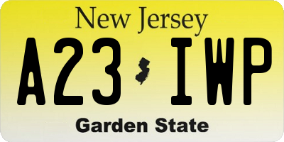 NJ license plate A23IWP