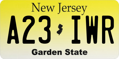 NJ license plate A23IWR
