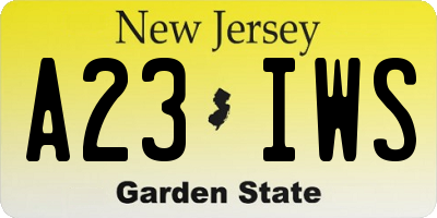 NJ license plate A23IWS