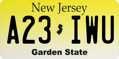NJ license plate A23IWU