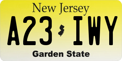 NJ license plate A23IWY