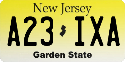 NJ license plate A23IXA