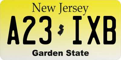 NJ license plate A23IXB