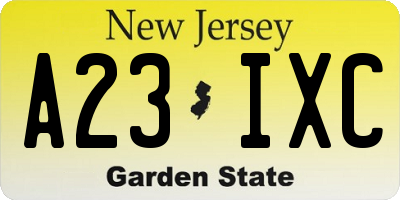 NJ license plate A23IXC