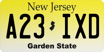 NJ license plate A23IXD