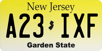 NJ license plate A23IXF