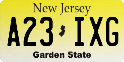 NJ license plate A23IXG