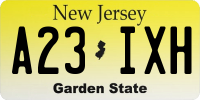 NJ license plate A23IXH