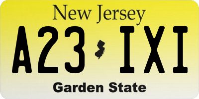 NJ license plate A23IXI