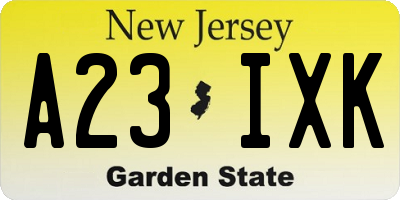 NJ license plate A23IXK