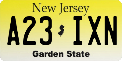 NJ license plate A23IXN