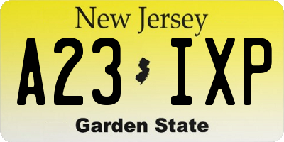 NJ license plate A23IXP