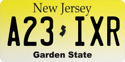 NJ license plate A23IXR