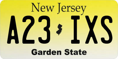 NJ license plate A23IXS