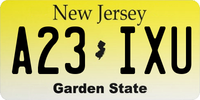 NJ license plate A23IXU