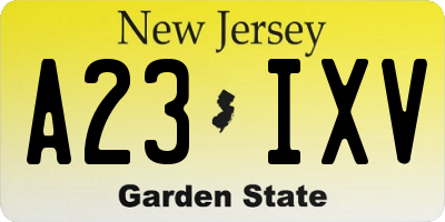 NJ license plate A23IXV