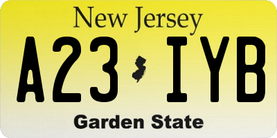 NJ license plate A23IYB