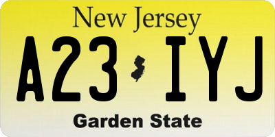 NJ license plate A23IYJ