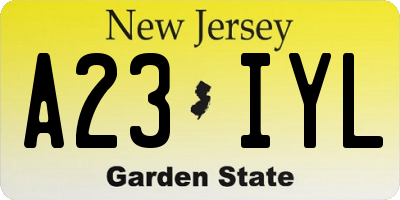 NJ license plate A23IYL